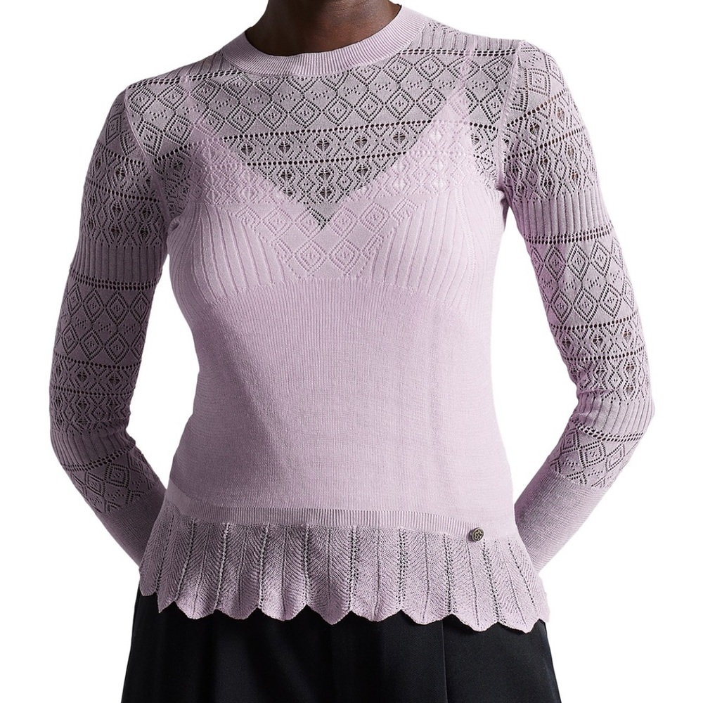 TED BAKER Hilen Lace Stitch Knit Top